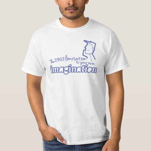 Seule limitation imagination bleu sur t-shirt blan (Devant)