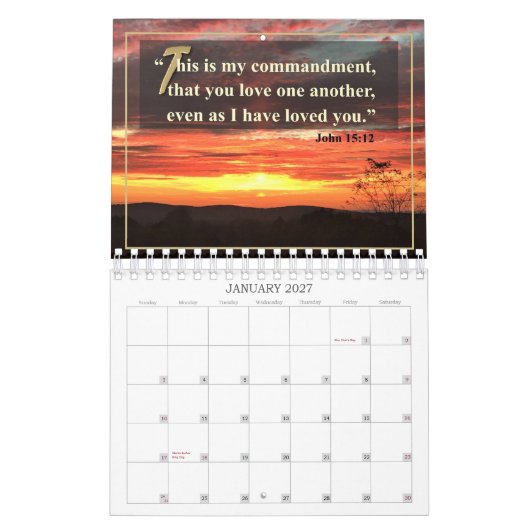 Seulement calendrier inspiré de douze mois de Dieu (Jan 2027)