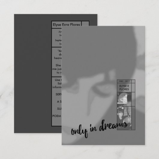 seulement dans les invitations funéraires de rêves (Devant / Derrière)