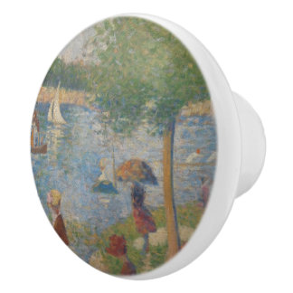 Seurat Impressionistisch Schilderij Kalm Middagpar Keramische Knop