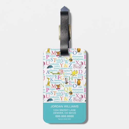 Seuss's ABC Pattern with Words Bagagelabel (Achterkant verticaal)