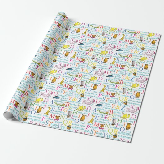 Seuss's ABC Pattern with Words Cadeaupapier (Uitgerold)