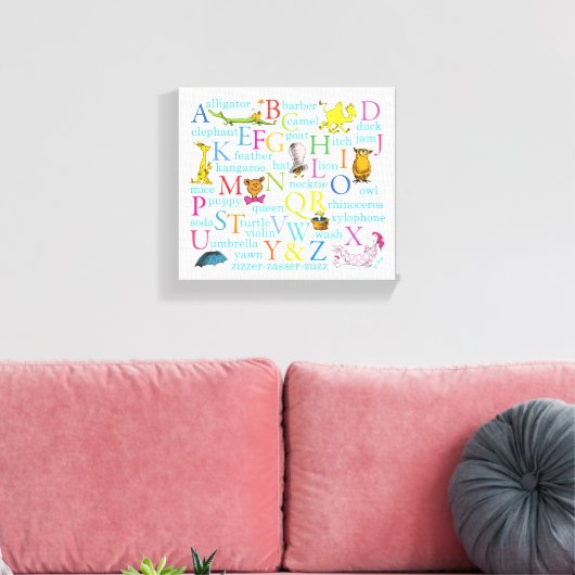 Seuss's ABC Pattern with Words Canvas Afdruk (Insitu (Woonkamer))