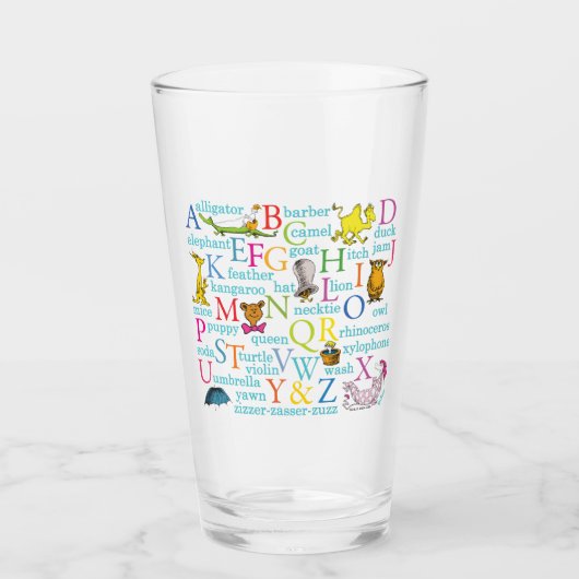 Seuss's ABC Pattern with Words Glas (Voorkant)
