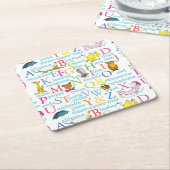 Seuss's ABC Pattern with Words Vierkante Kartonnen Onderzetter (Schuin)