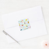 Seuss's ABC Pattern with Words Vierkante Sticker (Envelop)