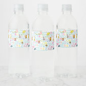 Seuss's ABC Pattern with Words Waterfles Etiket (Flessen)