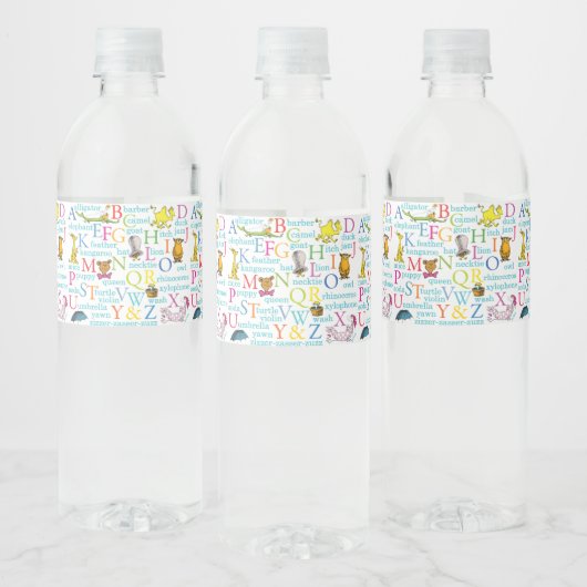 Seuss's ABC Pattern with Words Waterfles Etiket (Flessen)