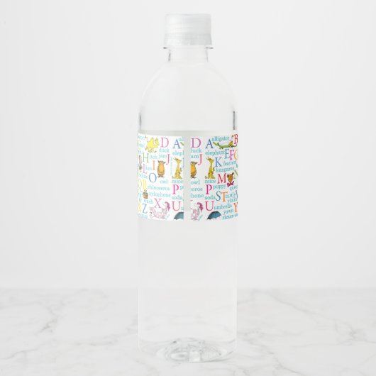 Seuss's ABC Pattern with Words Waterfles Etiket (Achterkant)