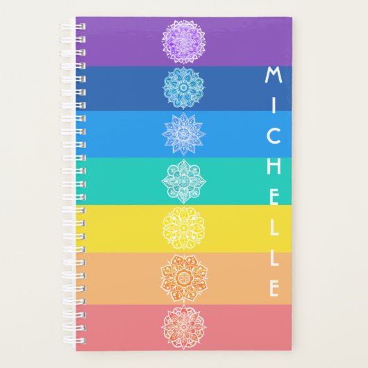 Seven Chakras White Mandalas Rainbow Planner (Voorkant)
