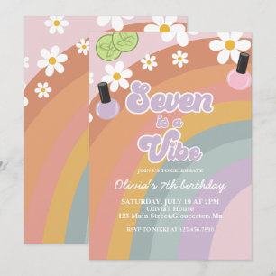 Seven is a vibe Spa Regenboog 7e verjaardag Kaart