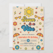 Seven is een Vibe Groovy Retro Daisy 7e verjaardag Kaart (Voorkant)