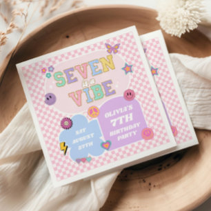Seven is een vibe preppy patch 7e verjaardagsfeest servet