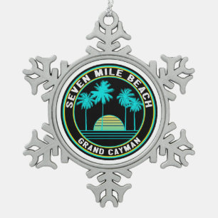 Seven Mile Beach Grand Cayman Island Tin Sneeuwvlok Ornament