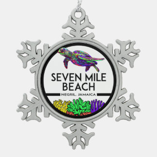 Seven Mile Beach Negril Jamaica Zee Turtle Tin Sneeuwvlok Ornament