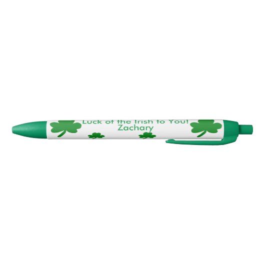 Seven Shamrocks Lucky Irish PERSONALISEREN NAAM Blauwe Inkt Pen (Bodem)