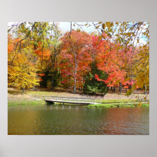 Seven Springs Fall Bridge III Herfstlandschap Poster