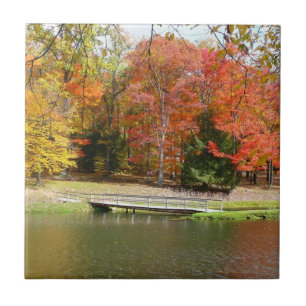 Seven Springs Fall Bridge III Herfstlandschap Tegeltje