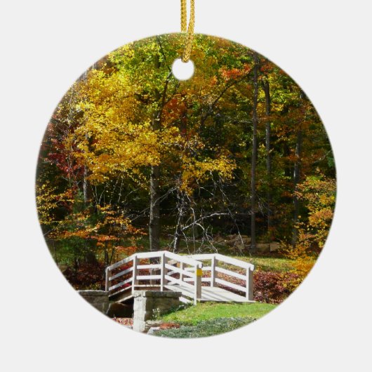 Seven Springs Herfst Bridge I Autumn Landscape Keramisch Ornament (Voorkant)