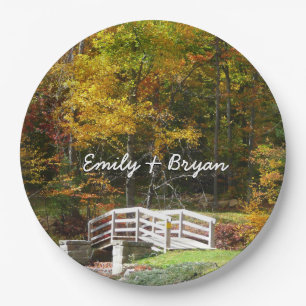 Seven Springs Herfst Bridge I Autumn Landscape Papieren Bordje