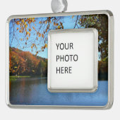 Seven Springs-Herfst Trees en Pond Verzilverd Kader Ornament (Links)