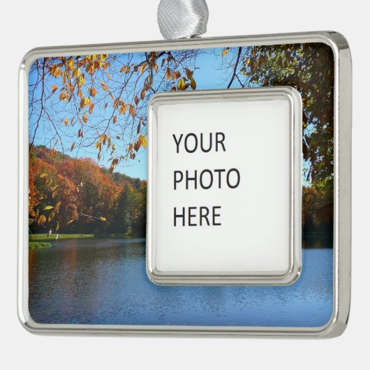 Seven Springs-Herfst Trees en Pond Verzilverd Kader Ornament (Links)