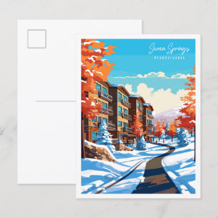Seven Springs vintage reisillustratie Briefkaart