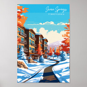 Seven Springs vintage reisillustratie Poster
