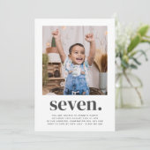 Seven Square Photo First Birthday Invitation Kaart (Staand voorkant)