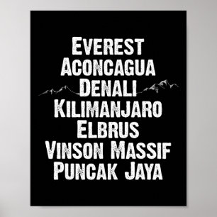 Seven Summits Geschenk Bergtoppen Van De Wereld Cl Poster