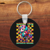 Seventh Grade Back To School First Day Girls Rolli Sleutelhanger (Voorkant)