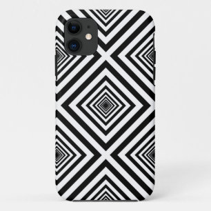 Seventies Black White Squares Mosaic Art Patroon iPhone 11 Hoesje