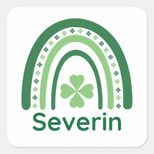 Severin Name Clover Boho Rainbow Vierkante Sticker
