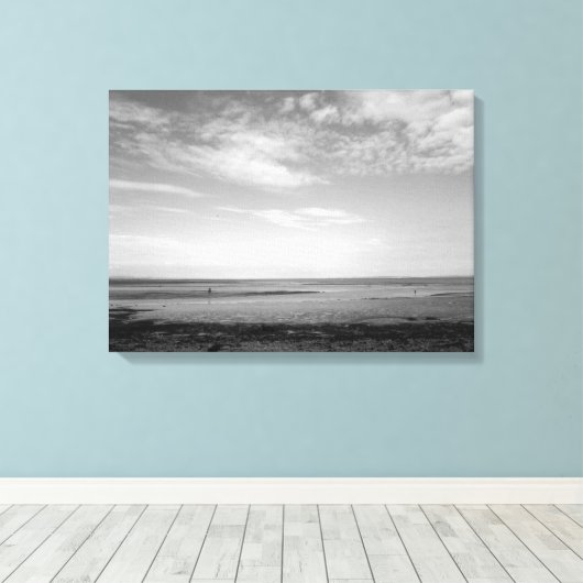 Severn Estuary in Penarth (B&W) Canvas Afdruk (Insitu (Houten vloer))