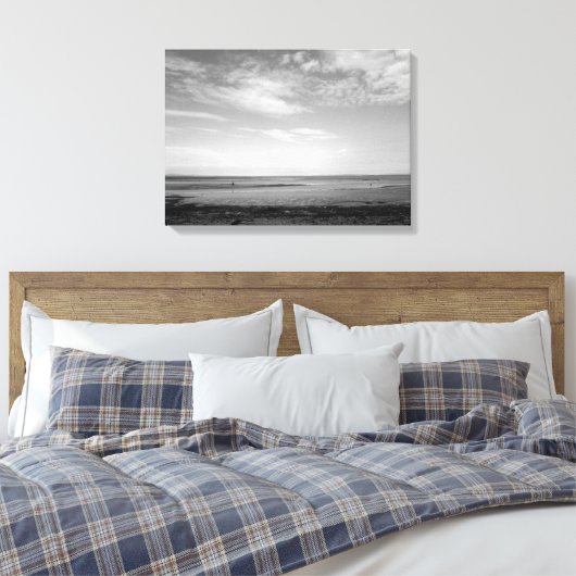 Severn Estuary in Penarth (B&W) Canvas Afdruk (Insitu (Slaapkamer))