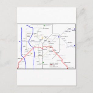 Sevilla Metro Map Briefkaart