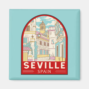 Sevilla Spain Travel Retro Emblem Magneet