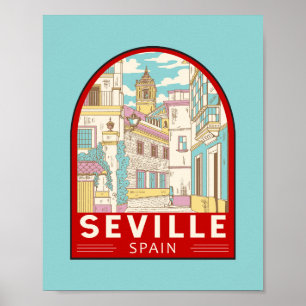 Sevilla Spain Travel Retro Emblem Poster