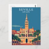 Sevilla, Spanje Andalusië Retro Travel Art Briefkaart (Voorkant / Achterkant)