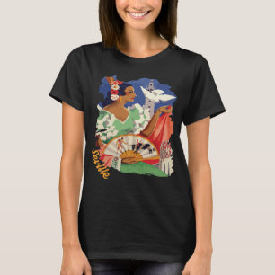 Sevilla Spanje Flamenco Danser Rood Reizen T-shirt