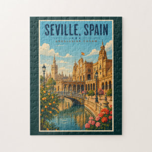 Sevilla Spanje Illustratie Reis Kunst Vintage Legpuzzel