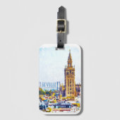 Sevilla Spanje Kathedraal Stad Uitzicht Bagagelabel (Voorkant (verticaal))