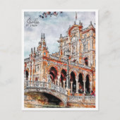 Sevilla Spanje vintage reis waterverf Briefkaart (Voorkant)