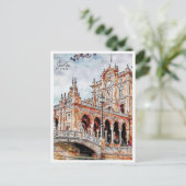 Sevilla Spanje vintage reis waterverf Briefkaart (Staand voorkant)