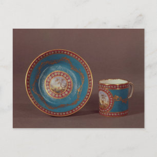 Sevres bleu beroemde koffiebeker en saucer, c.1780 briefkaart