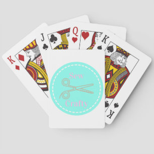 Sew Crafty Pastel Pink Grey Aqua Speelkaarten