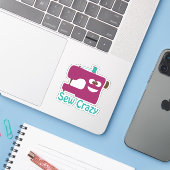 Sew Crazy Sticker (Laptop met iPhone)