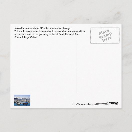 Seward, Alaska, VS Briefkaart (Achterkant)