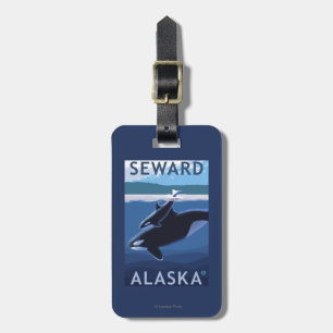 Seward, AlaskaOrca en Calf Scene Bagagelabel