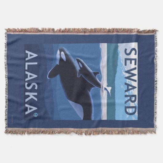 Seward, AlaskaOrca en Calf Scene Deken (Voorkant)